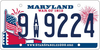 MD license plate 9AW9224