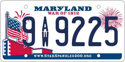 MD license plate 9AW9225