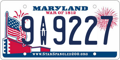 MD license plate 9AW9227
