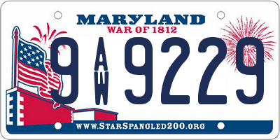 MD license plate 9AW9229