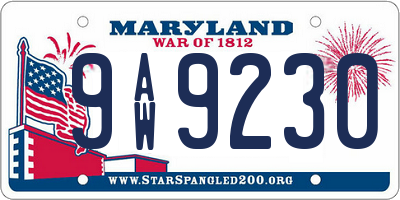 MD license plate 9AW9230