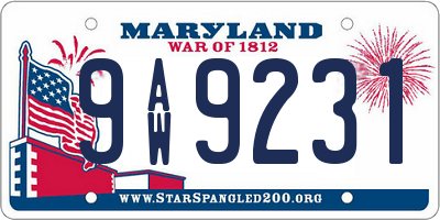 MD license plate 9AW9231