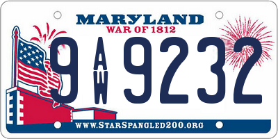 MD license plate 9AW9232