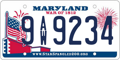 MD license plate 9AW9234