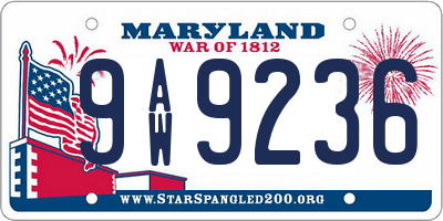 MD license plate 9AW9236