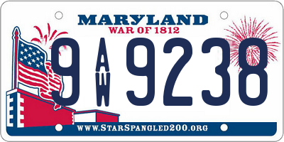MD license plate 9AW9238