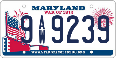 MD license plate 9AW9239