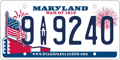 MD license plate 9AW9240