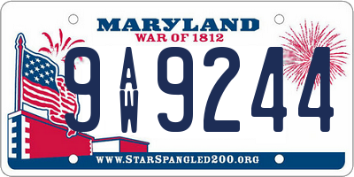 MD license plate 9AW9244