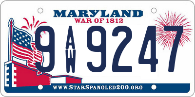 MD license plate 9AW9247