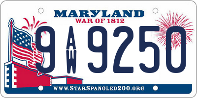 MD license plate 9AW9250