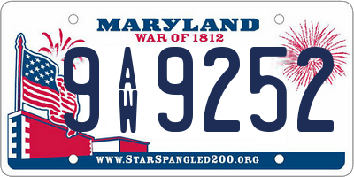 MD license plate 9AW9252