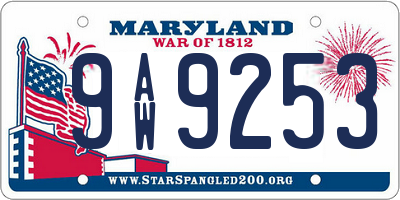 MD license plate 9AW9253