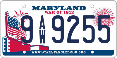 MD license plate 9AW9255