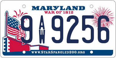 MD license plate 9AW9256
