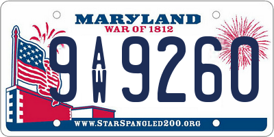 MD license plate 9AW9260
