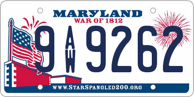 MD license plate 9AW9262