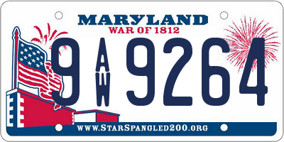 MD license plate 9AW9264
