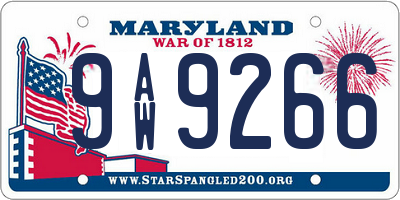 MD license plate 9AW9266