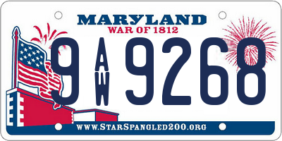 MD license plate 9AW9268