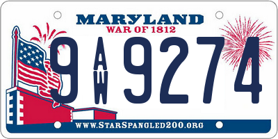MD license plate 9AW9274
