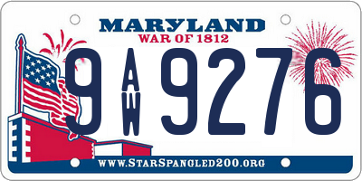 MD license plate 9AW9276
