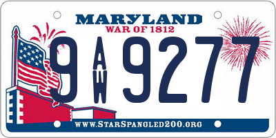 MD license plate 9AW9277