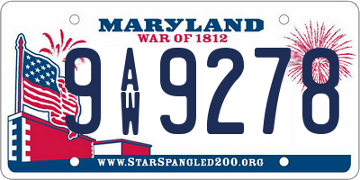 MD license plate 9AW9278