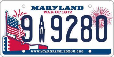 MD license plate 9AW9280