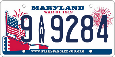 MD license plate 9AW9284