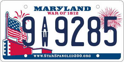 MD license plate 9AW9285