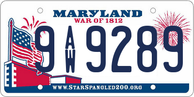 MD license plate 9AW9289