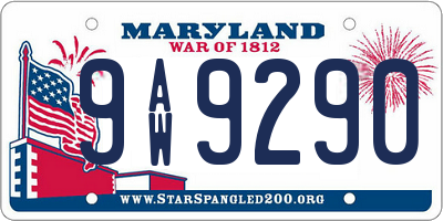 MD license plate 9AW9290