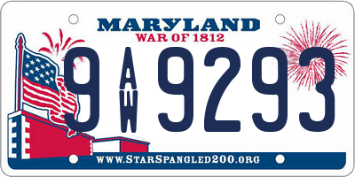 MD license plate 9AW9293