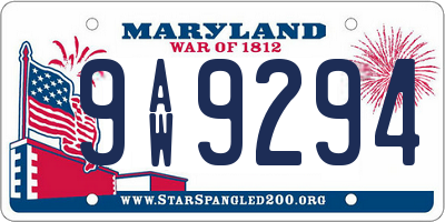MD license plate 9AW9294