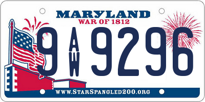 MD license plate 9AW9296