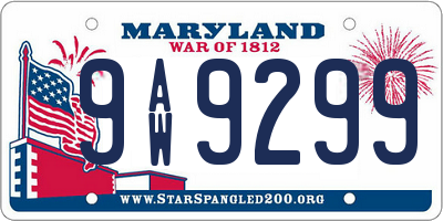 MD license plate 9AW9299