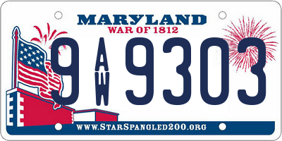 MD license plate 9AW9303