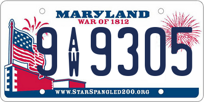 MD license plate 9AW9305