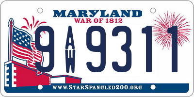 MD license plate 9AW9311
