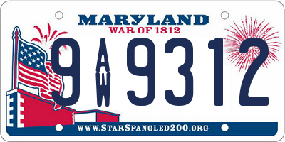 MD license plate 9AW9312