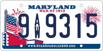 MD license plate 9AW9315