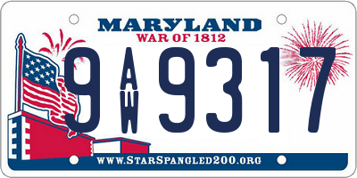 MD license plate 9AW9317