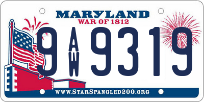 MD license plate 9AW9319
