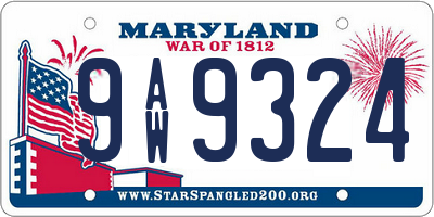 MD license plate 9AW9324