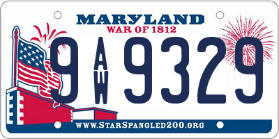 MD license plate 9AW9329