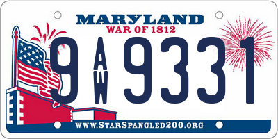 MD license plate 9AW9331