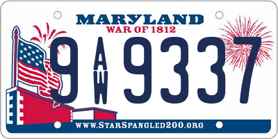 MD license plate 9AW9337
