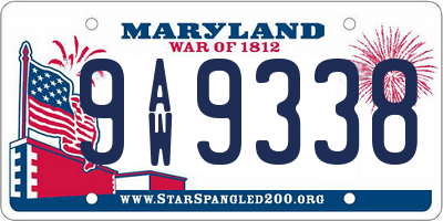 MD license plate 9AW9338