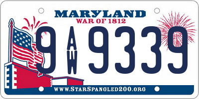 MD license plate 9AW9339